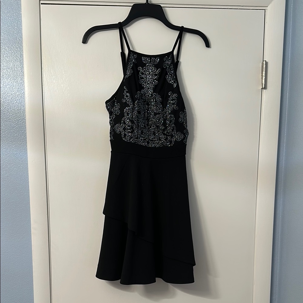 Speechless Black Dress with Silver Detailing